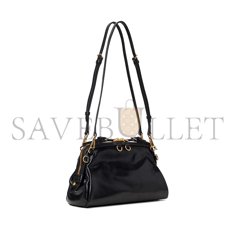MIU MIU BLACK SOFTY SHINE BAG  5BF131 (24*14*8.5cm)